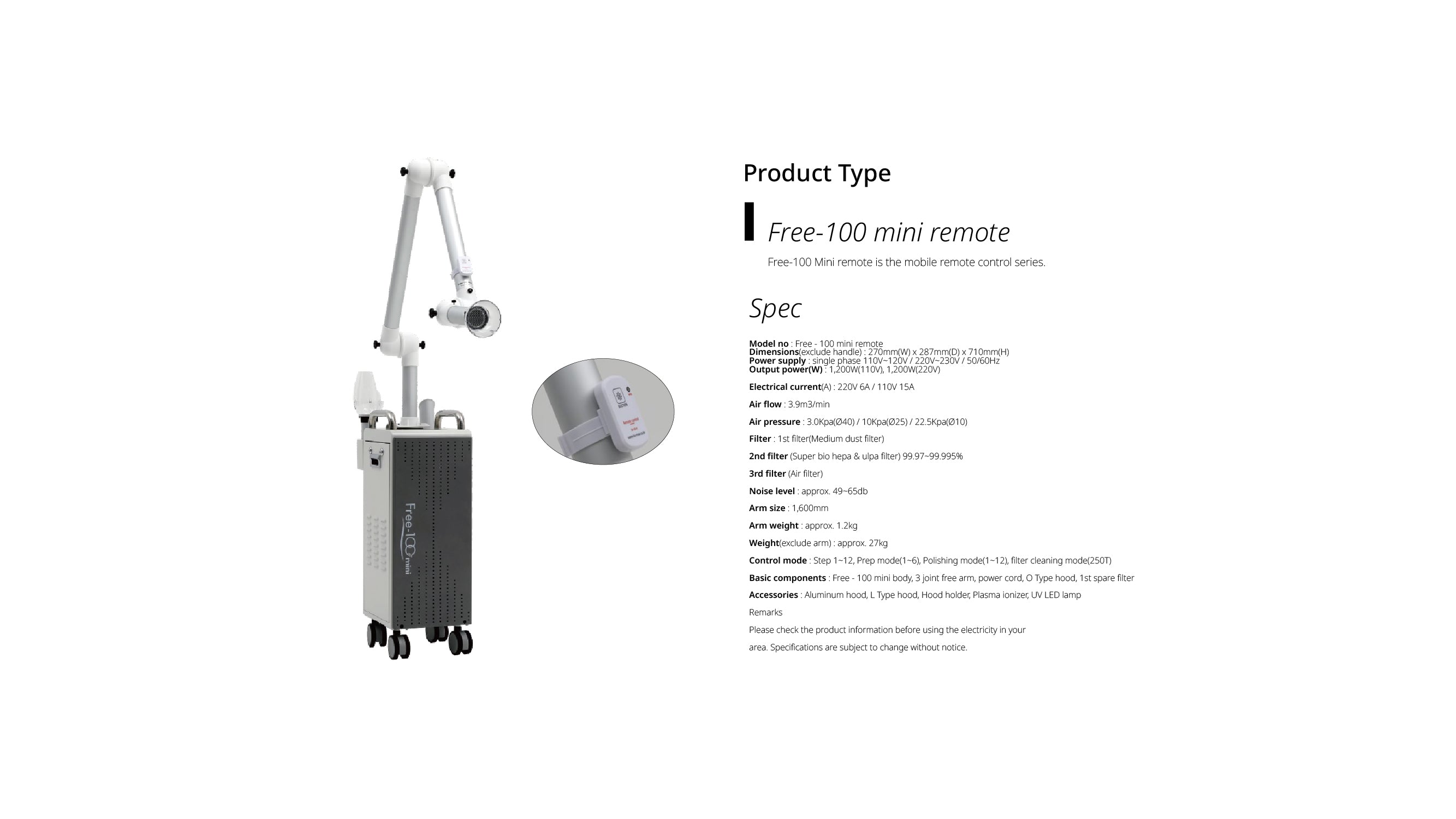Dental extraoral suction system Free-100 mini
