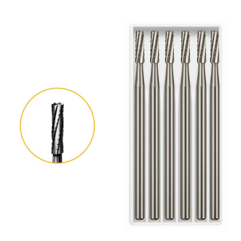 Premium Tungsten Carbide Bur – Flat End Fissure 6pcs
